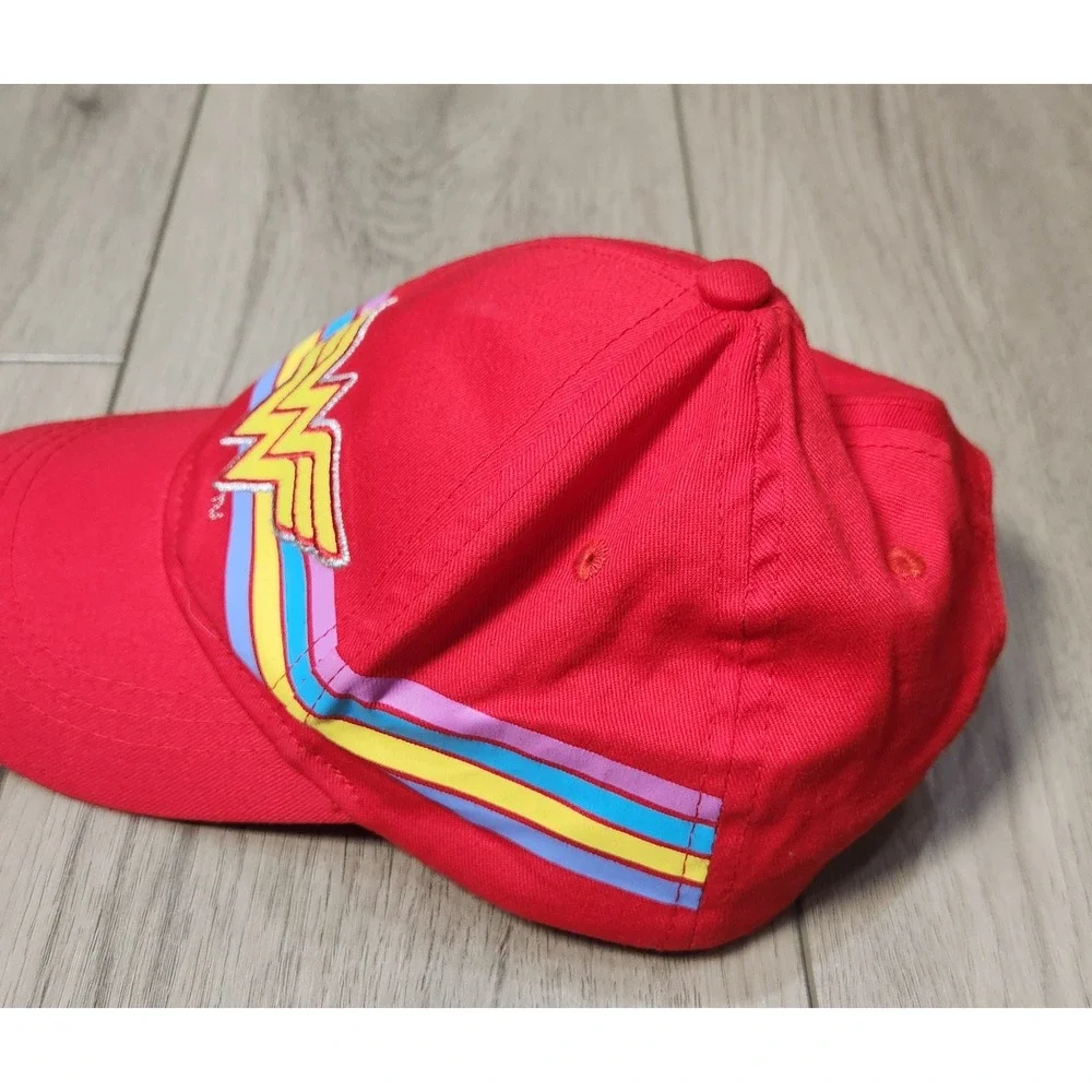 Wonder Woman Kids Red Baseball Cap Logo Rainbow Stripes Adjustable DC Comics